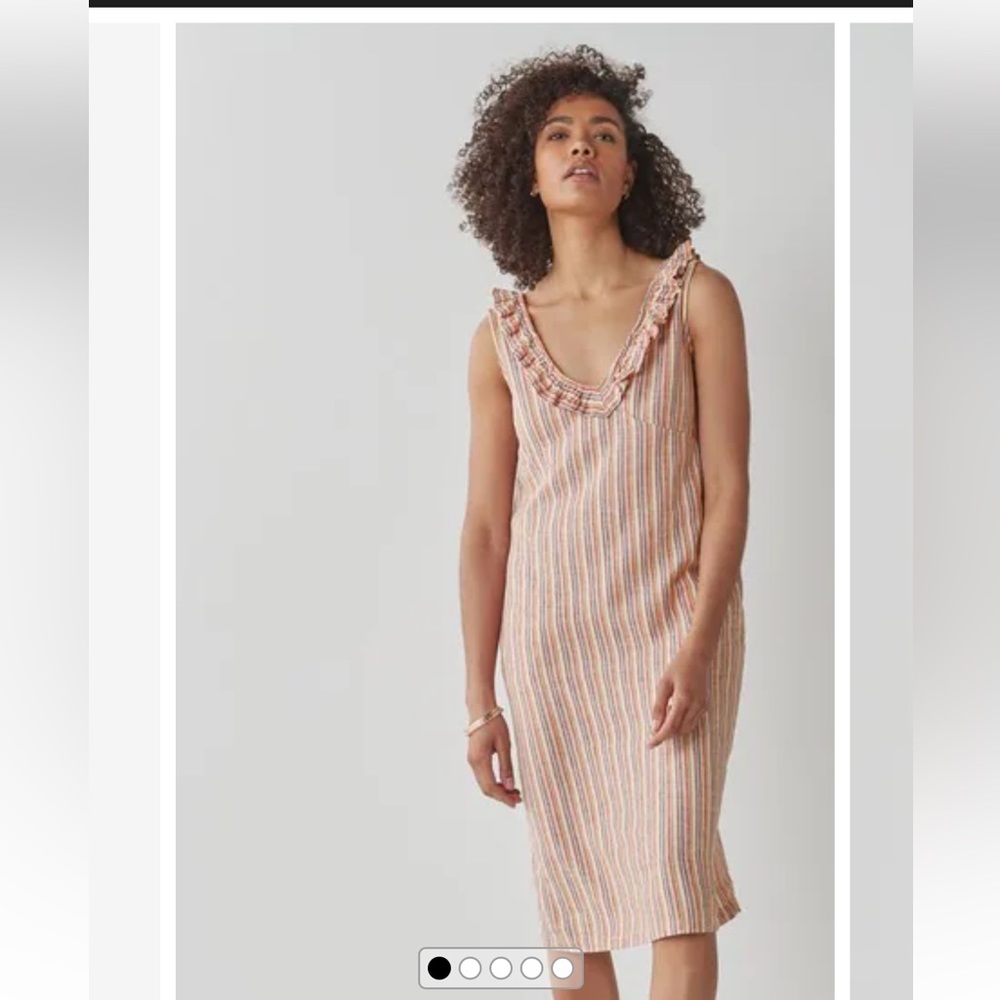 Next Striped Sleeveless Linen-Blend Dress With Ruffle Neckline